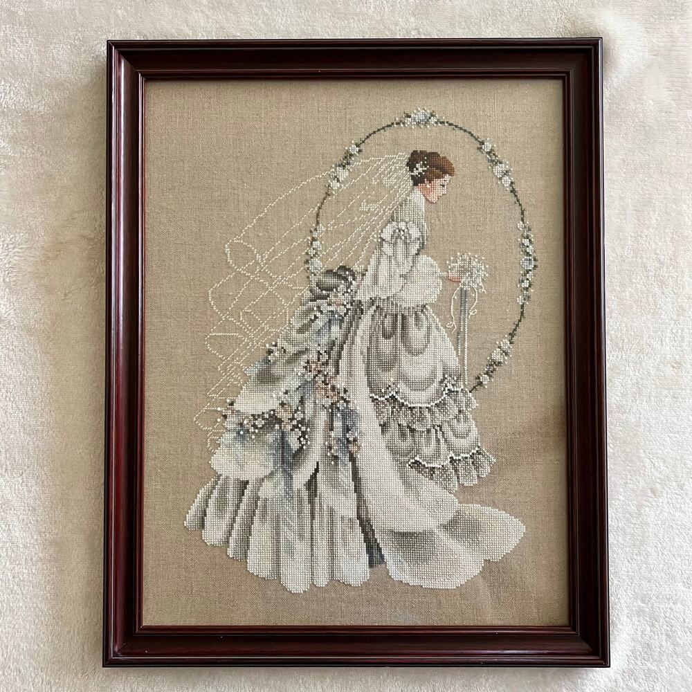 THE BRIDE Cross Stitch LAVENDER & LACE Victorian Designs Completed Framed